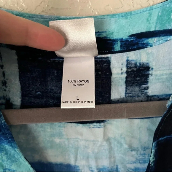 Natori Sleep Shirt Women's Large Glaze Dynasty Blue Abstract Print Lounge - Picture 7 of 9